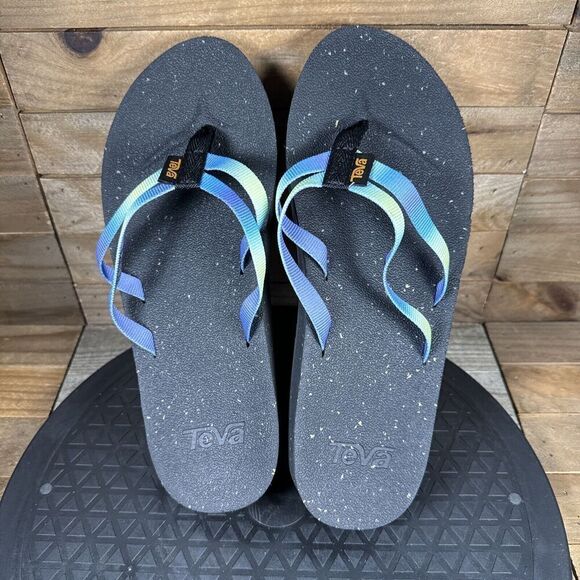 Teva Womens Size US 6 Reflip Strappy Gradiate Aura Shadow Lime Flip Flops - Picture 5 of 7